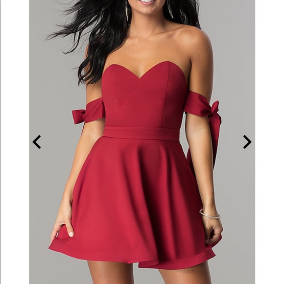 Off the Shoulders Bow Sleeve Christmas Party Dress Wine Red Size 8 - Picture 1 of 3